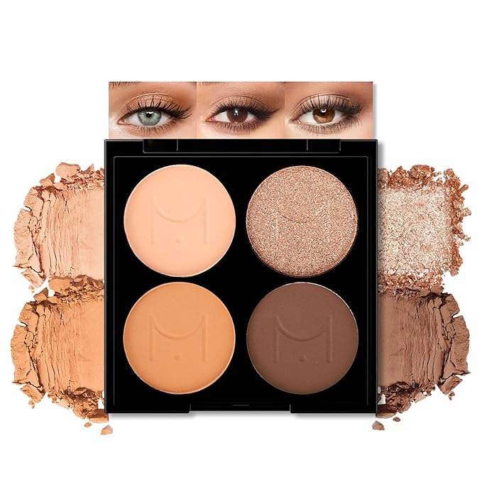 Erinde Quads Matte Eye Shadow Powder Makeup Palette, Nude Neutral Brown Matte Shimmer Eyeshadow, Long Wearing Waterproof Everyday Eye Makeup, sombras de ojos, with Built-In Mirror, 01-Velvo Beauty