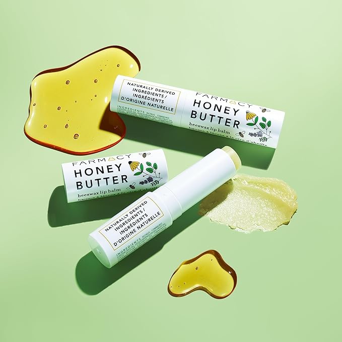 Farmacy Beeswax Lip Balm - Honey Butter Moisturizing Lip Care + Chapped Lip Treatment - Enriched with Cupuaçu + Cocoa Butters, Proprietary Honey Blend and Vitamin E to Nourish, Soften + Heal (3.4g)-Velvo Beauty