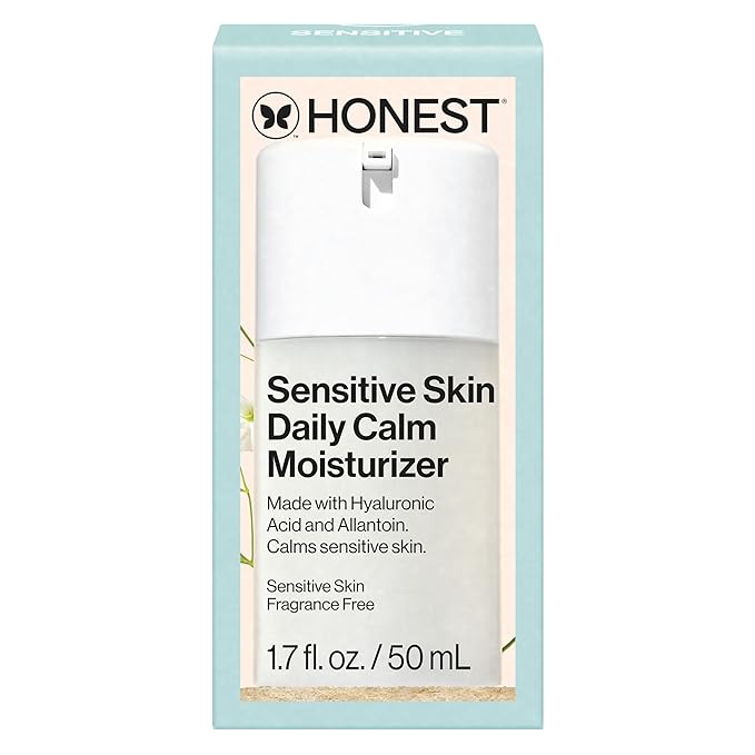 Honest Beauty Sensitive Skin Daily Calm Lightweight Moisturizer | Reduces Redness, Hydrates, + Calms Skin | Hypoallergenic, Fragrance Free, Vegan | 1.7 fl oz-Velvo Beauty