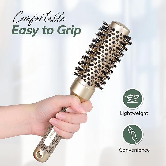 Round Brush for Blow Drying, Nano Thermal Ceramic & Ionic Tech Hair Brush with Boar Bristles, Professional Round Barrel Brush for Styling, Curling and Straightening by Sndyi (2.3Inch, Barrel 1.3 Inch)-Velvo Beauty