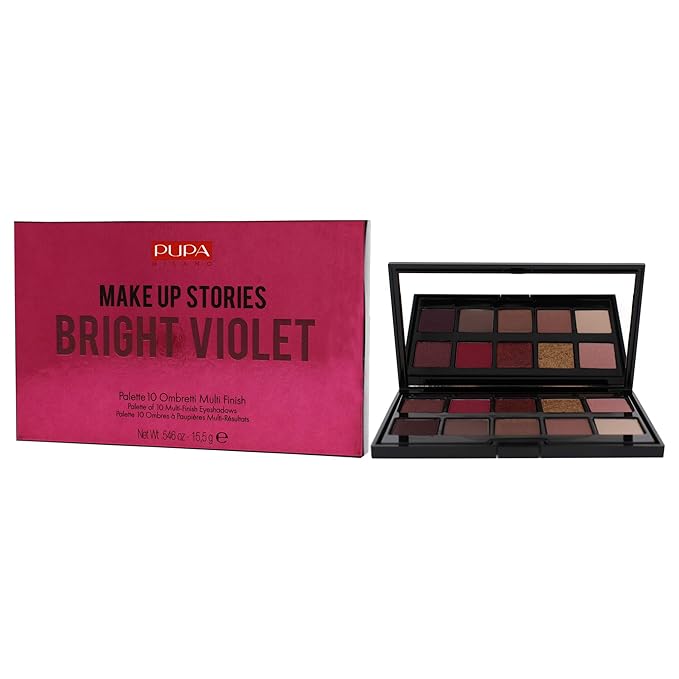 Pupa Milano Make Up Stories Eyeshadow Palette 003 Bright Violet - 10-Shade Shadow Collection with Matte, Satin, and Metallic Color Options - High Pigment Formula - Soft, Blendable Texture - 0.63 oz-Velvo Beauty