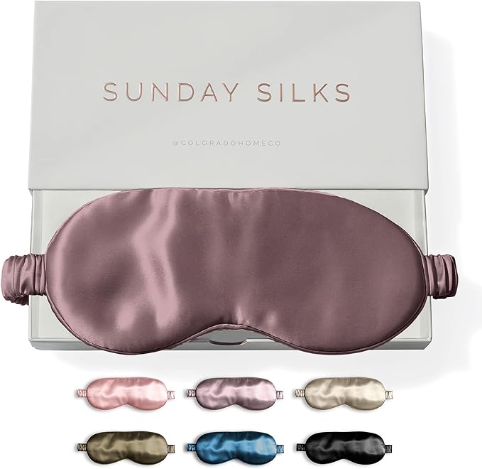 SUNDAYSILKS™ Exclusive Mulberry Silk Sleep Mask | Soft Eye Covers, Blackout Sleeping Mask for Women & Men | Silk Eye Mask for Sleep, Travel, and Relaxation | Antifaz para Dormir [Deep Muave]-Velvo Beauty