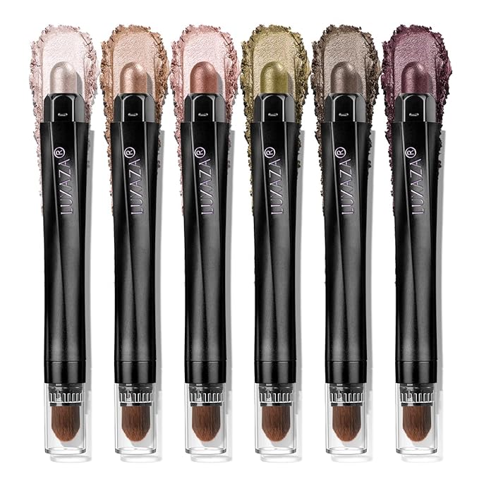 Shimmer Eyeshadow Stick Makeup 6PCS Set, Pink Metallic Matte Cream Eye Shadow Eyeliner Brightener Pencil Crayon - DESERT WILD-Velvo Beauty