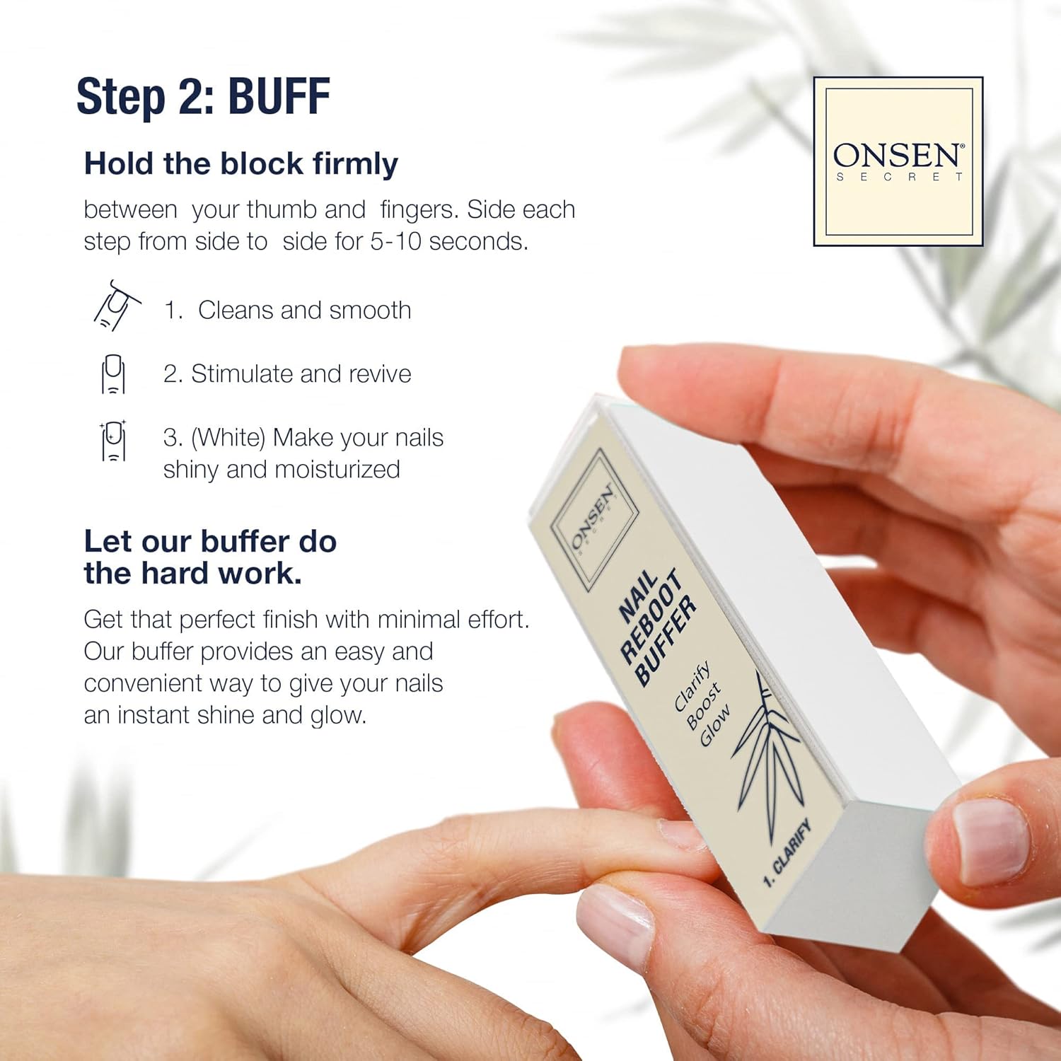 Onsen Secret Japanese Nail Reboot Cuticle Oil Kit | Buffer and Shine Kit w/ Professional File, 3-Way Buffer Block & Free Replacement Pads | Strengthening Combo for Healthy Nails, 1pk-Velvo Beauty