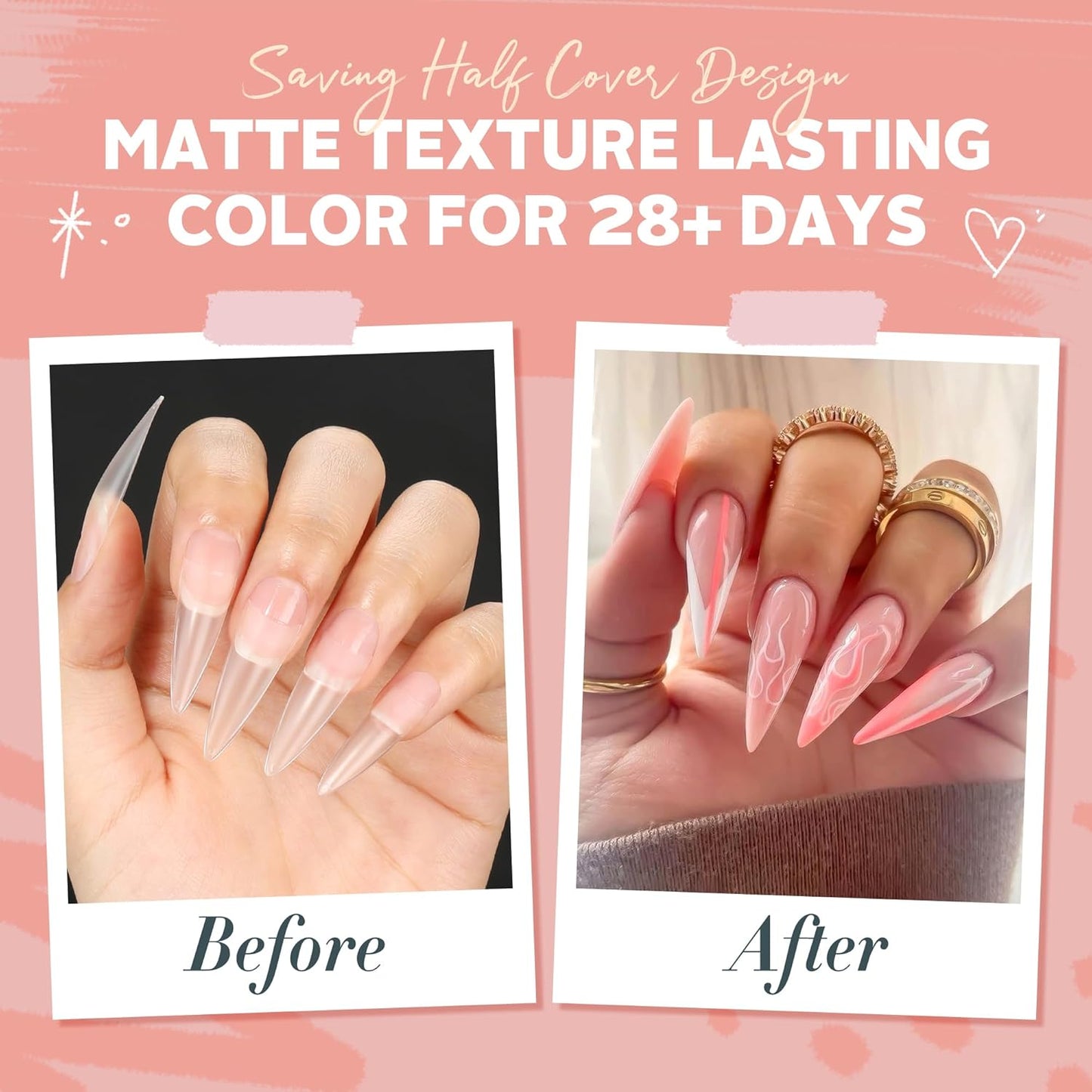 UNA GELLA Stiletto Gel Nail Tips 504pcs Long Stiletto Almond Clear Curved Nails Tips Half Cover False Fake Nails for DIY Press On Nails Extension Art Salon 12 Sizes-Velvo Beauty