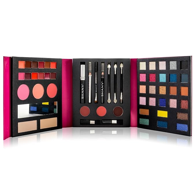 SHANY Beauty Book Makeup Kit All in one Travel Makeup Set - 35 Colors Eyeshadow, Eye brow, makeup blushes, powder palette,10 Lip Colors, Eyeliner pens & makeup Mirror - Holiday Makeup Gift Set-Velvo Beauty