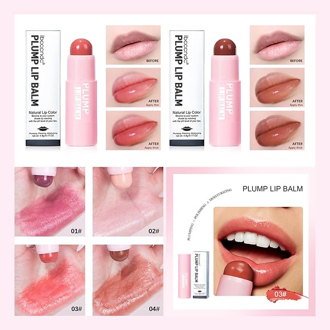 Plumping Lip Balm - Tinted Lip Balm Plumper - Enhancing & Hydrating Lip Moisturizer Fade Lip Lines Lip Care 0.17Oz/4.8g - 04 NOUGAT SAND-Velvo Beauty