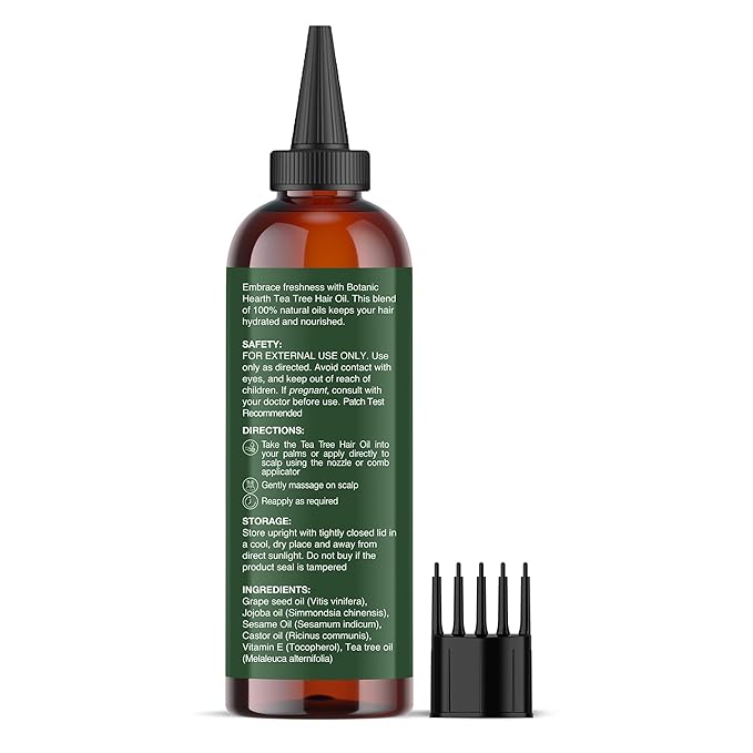 Botanic Hearth Tea Tree Oil For Hair (4 Fl Oz) | With Jojoba & Grapeseed Oils | Soothes Itchy Scalp & Fights Dandruff | Non Gmo Verified-Velvo Beauty