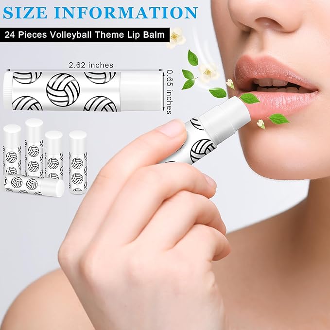 Demissle 24 Pcs Sports Team Gifts Sports Lip Balm Sports Party Favors Sports Theme Lipstick for Team Gifts(Volleyball)-Velvo Beauty