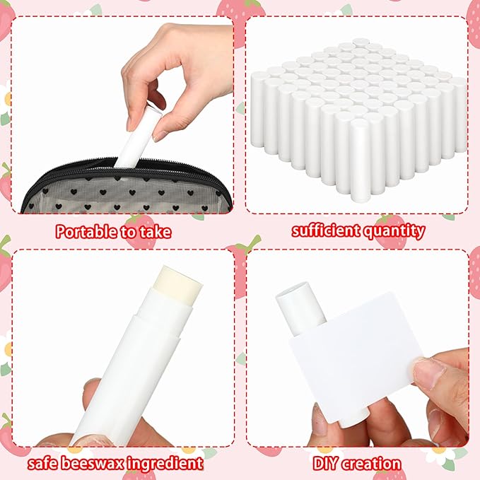 Demissle 150 Pcs Unlabeled Lip Balm Bulk Chapped Stick Blank Mini Lip Balm Gifts Moisturizing Lip Balms Favors for Women Homeless Wedding Bridal Shower Favors Baby Shower Guests Favors(Strawberry)-Velvo Beauty