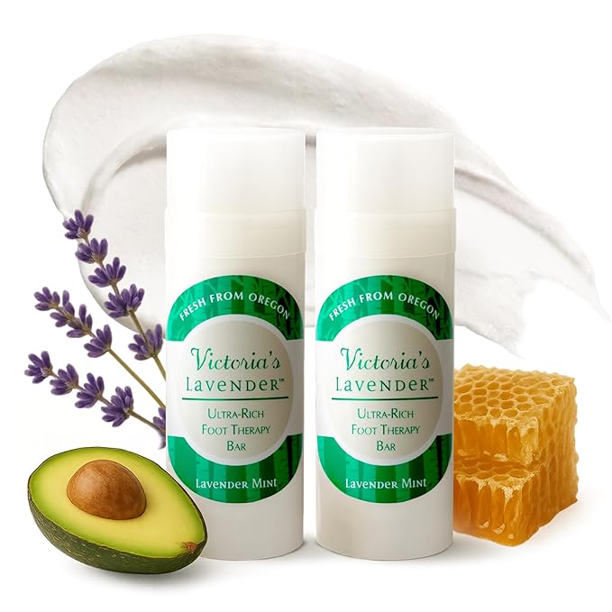 Victoria's Lavender Heel Balm Stick – Ultra-Rich Foot Therapy Balm for Dry, Cracked Feet – Softener for Cracked & Rough Skin – Dry Heels Treatment for Men and Women - Lavender Mint - 2 packs-Velvo Beauty