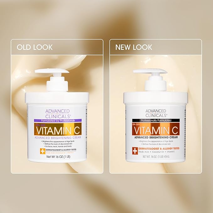 Advanced Clinicals Vitamin C Face & Body Cream Moisturizing Skin Care Lotion, Anti Aging Vitamin C Skincare Moisturizer For Body, Face, Age Spots, Wrinkles, & Sun Damaged Skin, Large 16oz (2-Pack)-Velvo Beauty