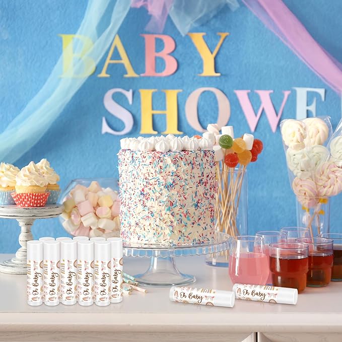 Dunzy 50 Pcs Thank You Gift Lip Balm Bulk Baby Shower Party Favors Bridal Shower Favor Lip Care with Assorted Fruit Flavors Thank You Lipstick for Guest Basket Gift Stuffer (Boho)-Velvo Beauty