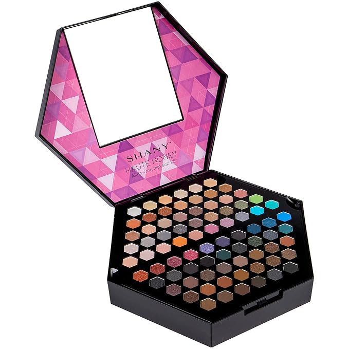 SHANY Haute Honey Makeup Set - All-in-One Makeup Kit with 80 Eyeshadows, 32 Lip Colors, 6 Gel Eyeliners, 4 Face Powders, 4 Blushes, and 4 Eyebrow Powders-Velvo Beauty