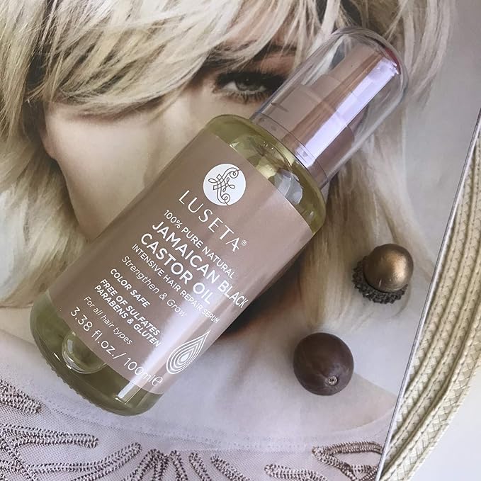 Luseta 100% Pure Natural Jamaican Black Castor Oil Hair Oil, Moisturizing & Healing, For Hair Growth 3.38oz-Velvo Beauty