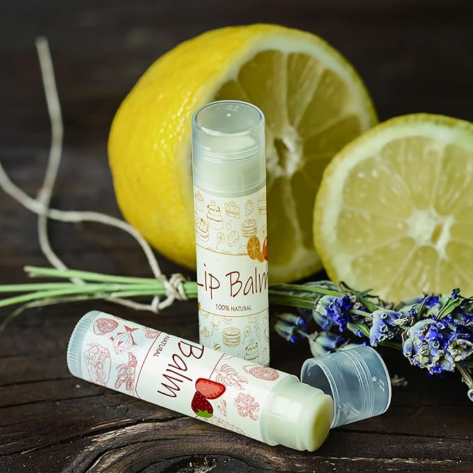 CRASPIRE Lip Balm Labels 80pcs Homemade Lip Balm Labels 2” Clear Lip Balm Labels for Tubes Printable Waterproof Lip Balm Stickers Labels for Lip Balm Handcream Candle Container（Food Logo）-Velvo Beauty