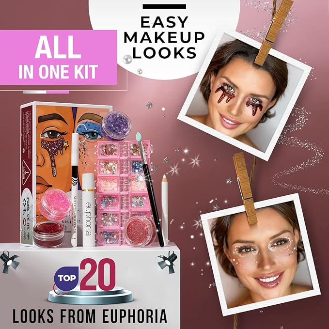Euphoria makeup kit with glitter and gems/Professional makeup set-Velvo Beauty