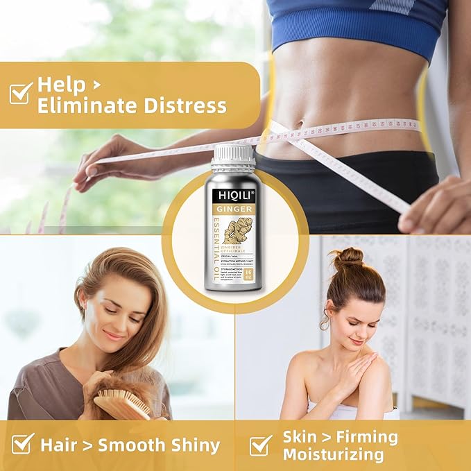 HIQILI 16 Fl Oz Ginger Oil, 100% Pure Natural Ginger Essential Oil for Hair, Massage, Skin - 500ML-Velvo Beauty