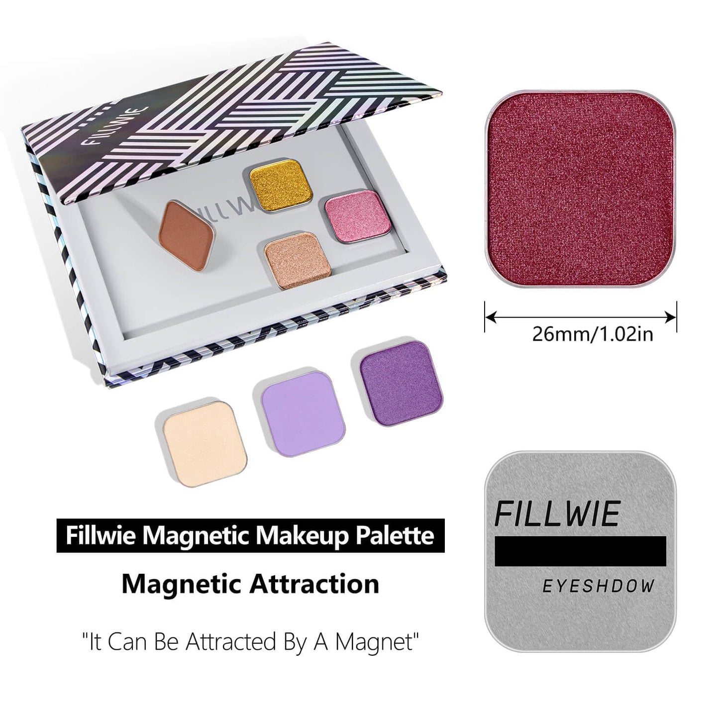 Shimmer Single Eyeshadow Refill – Plum Coloring, High Pigment, Long-lasting, No Fallout – Single Pan with Metal Base, Compatible with Magnetic Palettes – Eyeshadow Pan for DIY Makeup-Velvo Beauty
