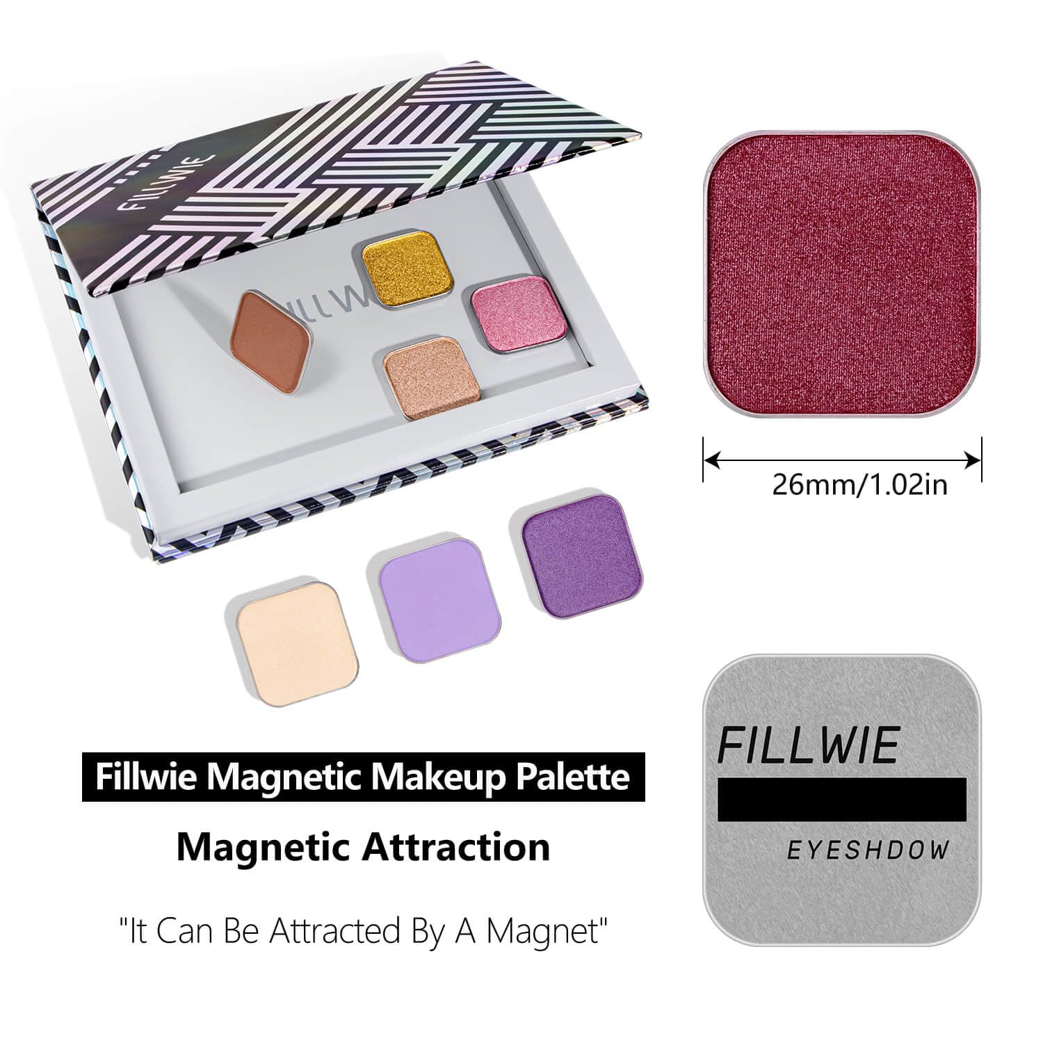 Shimmer Single Eyeshadow Refill – Plum Coloring, High Pigment, Long-lasting, No Fallout – Single Pan with Metal Base, Compatible with Magnetic Palettes – Eyeshadow Pan for DIY Makeup-Velvo Beauty
