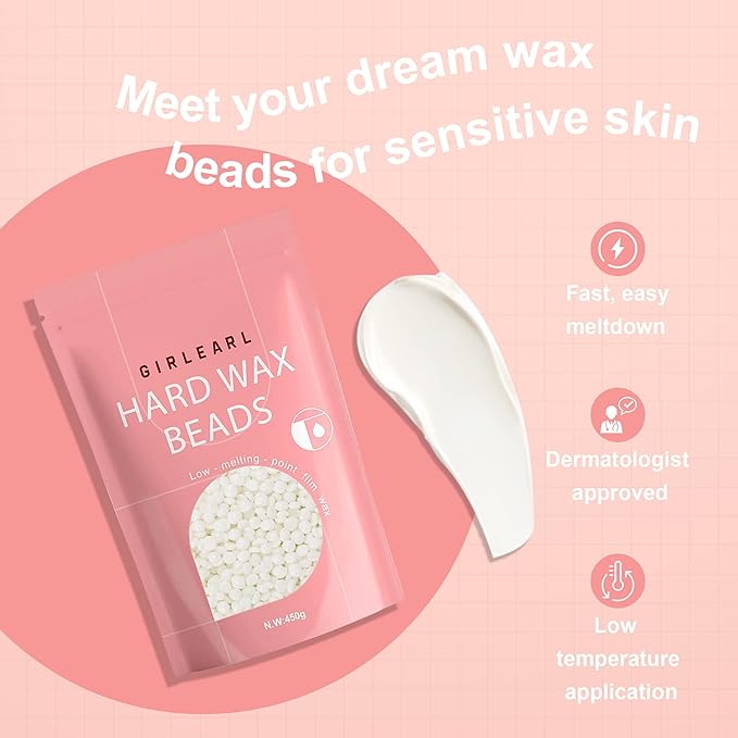 1lb Wax Beads for Hair Removal - Unscented Hard Wax Beads Refill for Professional Full Body Waxing - Ideal for Facial, Brazilian Bikini, Legs, and Underarms at Home for Women and Men (White)-Velvo Beauty