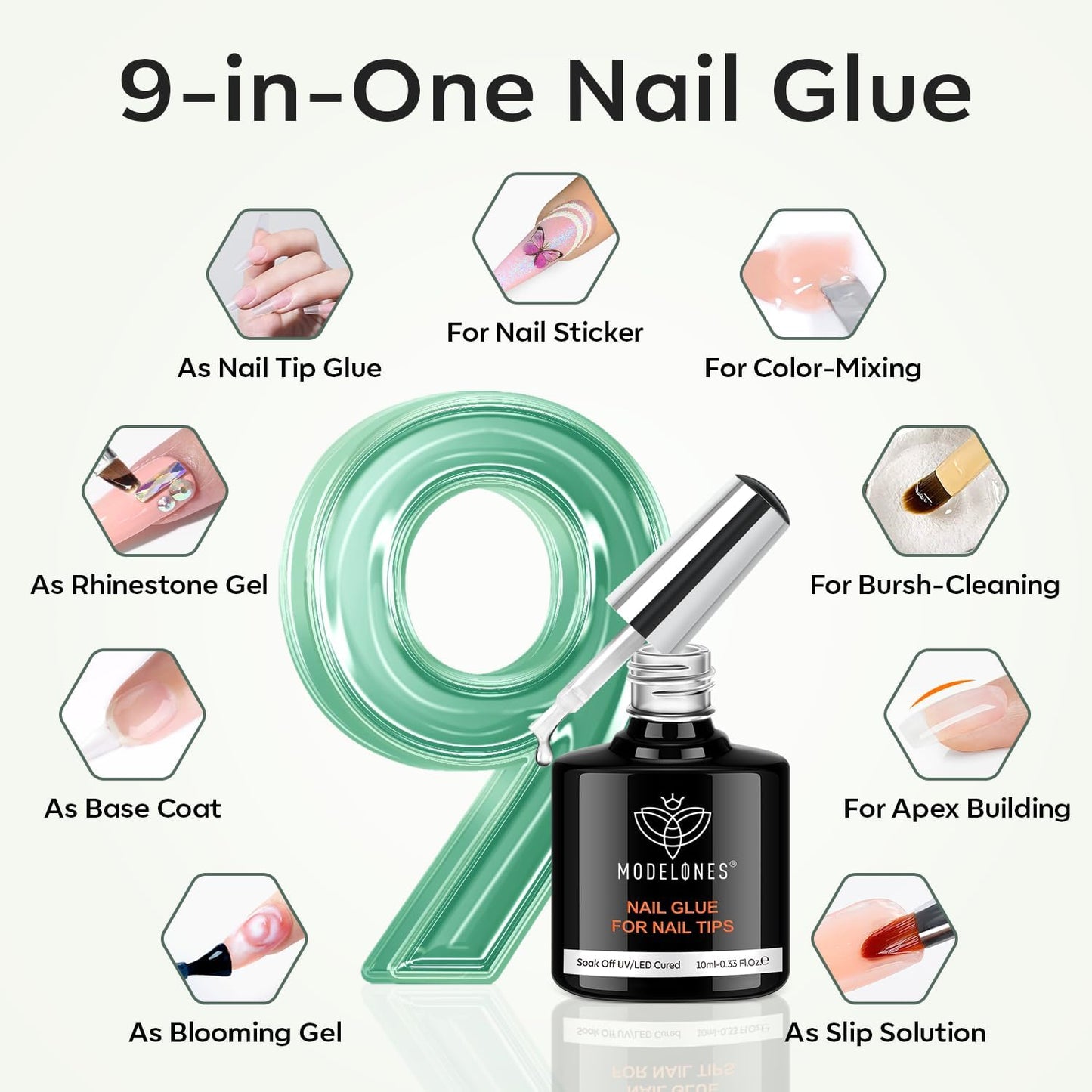 modelones Medium Coffin Gel Nail Tips Kit, 9-in-One Nail Glue with Portable U V Lamp 216Pcs 12Sizes Pre-Etched Press ons Fake Acrylic Extension Kit DIY Salon Gift for Women-Velvo Beauty