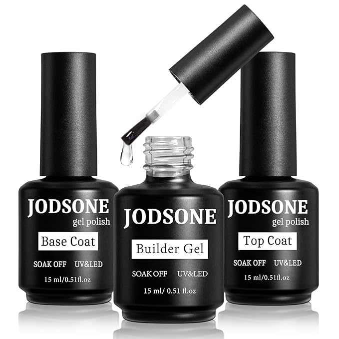 JODSONE 15ML Base Coat Top Coat and Builder Gel 3 PCS Gel Polish for Salon and Home Use-Velvo Beauty