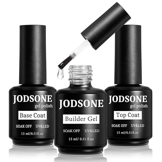 JODSONE 15ML Base Coat Top Coat and Builder Gel 3 PCS Gel Polish for Salon and Home Use-Velvo Beauty