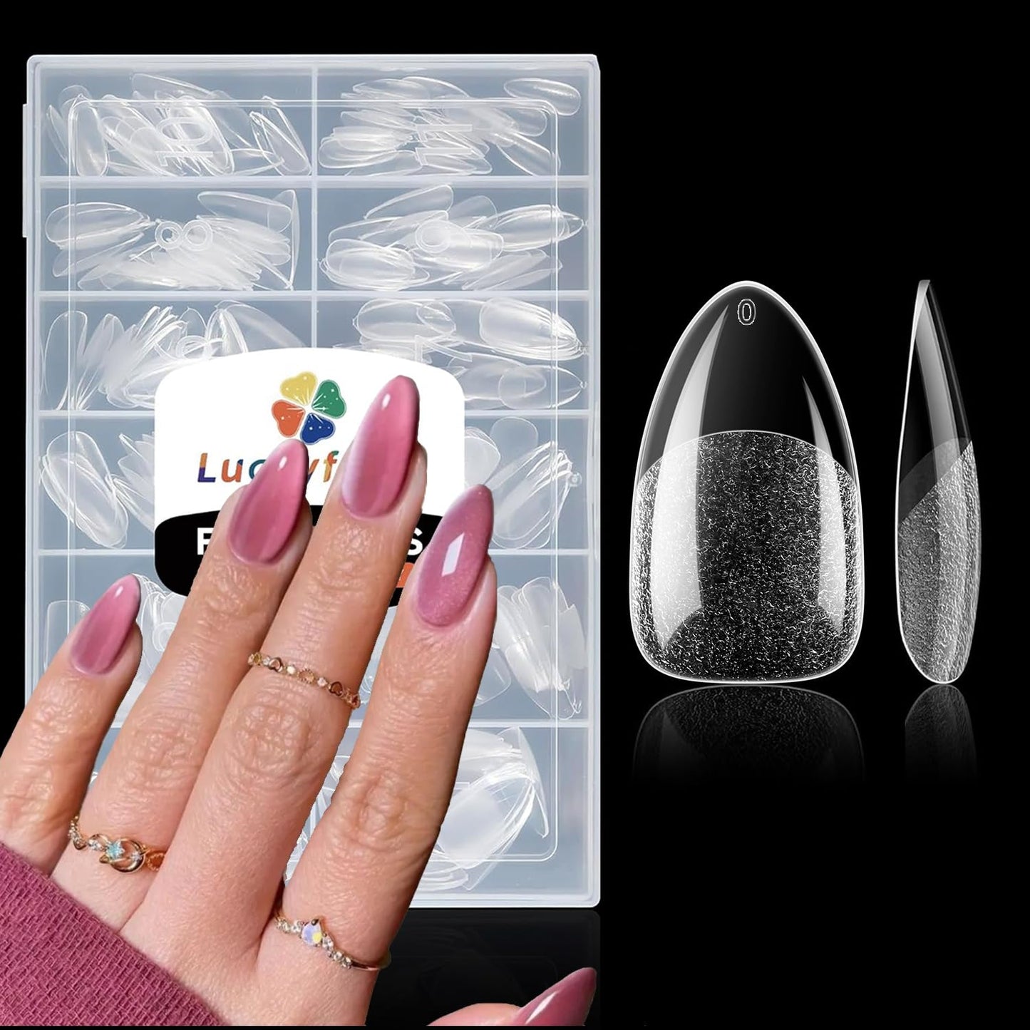 Almond Nail Tips: 504pcs Medium Almond Gel Nail Tips, Pre-shape Half Matte Short Nails Full Cover Clear Press On Acrylic Fake Nails for Nail Extension Nail Art 12 Sizes-Velvo Beauty