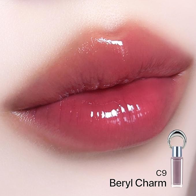 ENTROPY Makeup 2-in-1 Charm Shiny Glowy Lip & Cheek Gloss Tint Keychain, High Pigment Glossy Lip Color & Plumping Gloss, C9 Berly Charm-Velvo Beauty