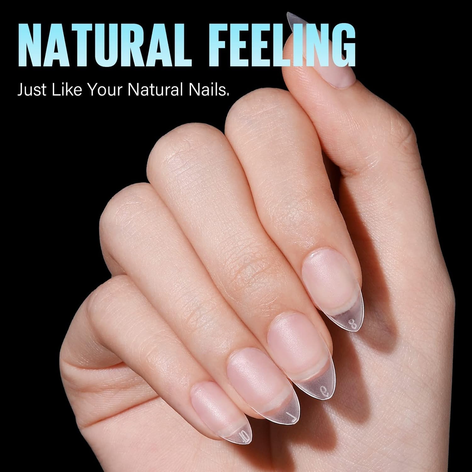 TOMICCA Short Almond Nail Tips, Acrylic Soft Full Coverage Fake Nailsfor Extension Manicure, Double-sided Matte Press on Nail Tips for Home DIY Art Women Girls-Velvo Beauty