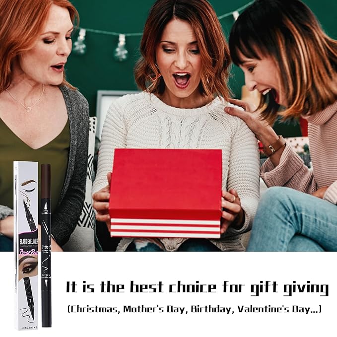 Curved 2 Tip Eyebrow Pen-Light Brown Eyebrow Pencil With Black Eyeliner 2-in-1 Dual-Ended Create Natural Hair-Like Brows,Waterproof,Smudge Proof,Long Lasting All-Day-Velvo Beauty