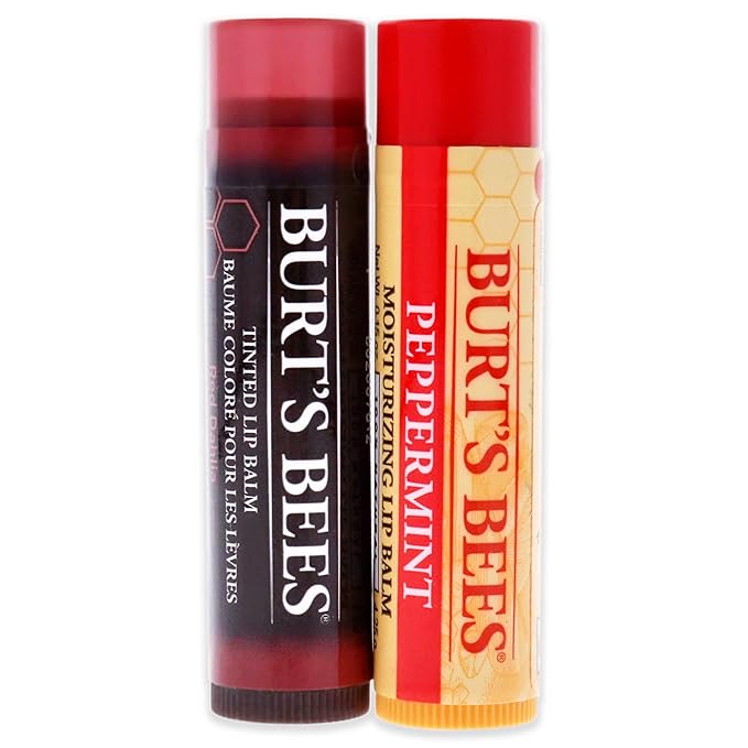 Burts Bees Burts Bees Lip Balm Kit Unisex Lip Balm Peppermint, Red Dahlia Tinted, 0.15 Ounce (Pack of 2)-Velvo Beauty