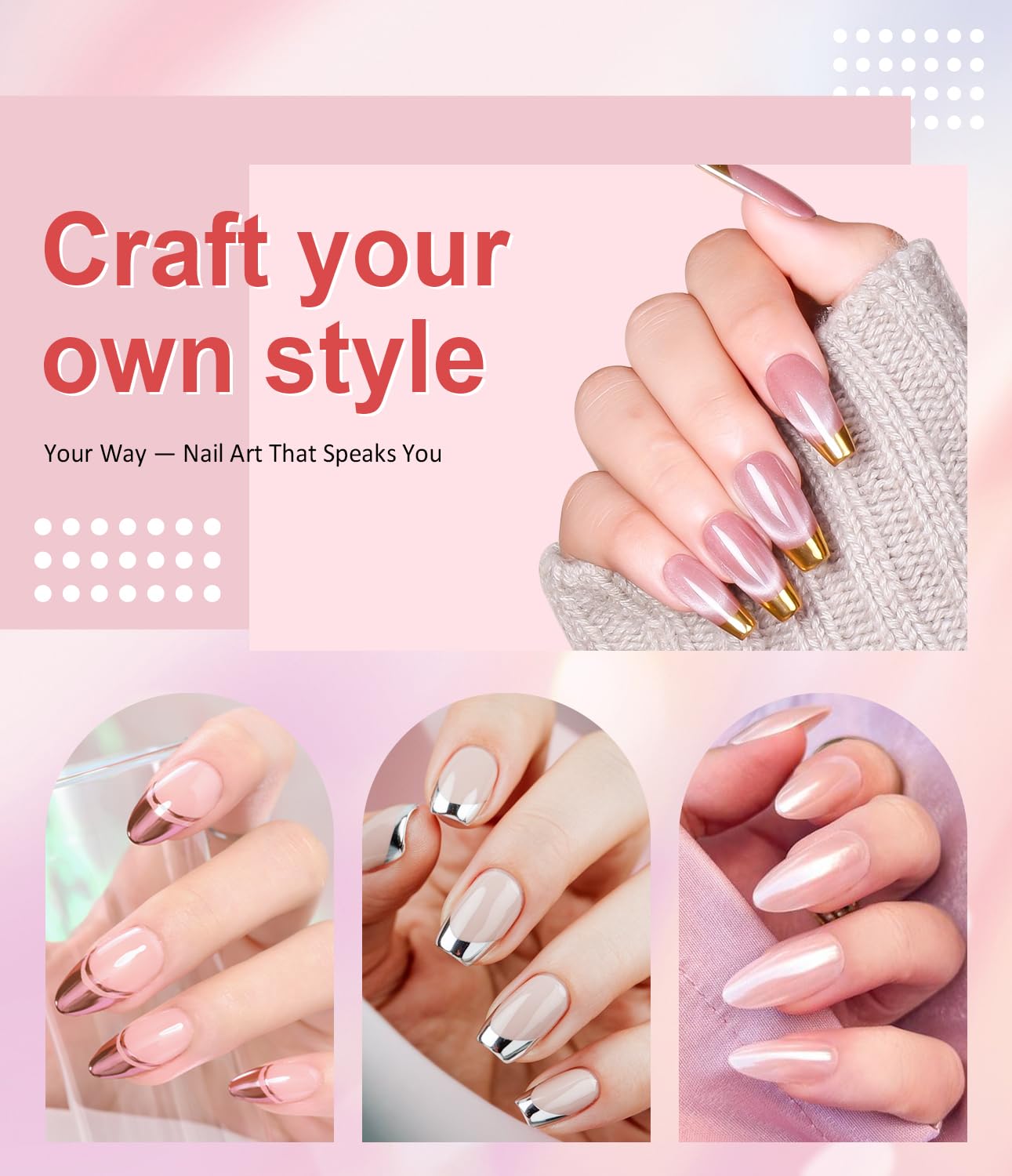 Gold Chrome Nail Powder BISHENGYF -【Magic Mirror Effect】 Pearl Chrome Nail Powder White Clear Aurora Mermaid Iridescent Silver Nail Chrome Powder Pigment Glitter Dust for Manicure Decroation DIY-Velvo Beauty