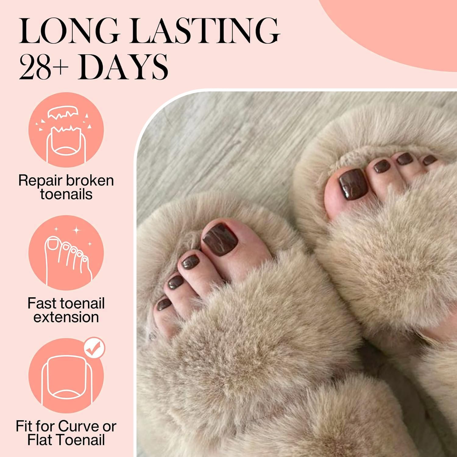 504pcs Toe Nail Press Ons: Squavol Toe Nail Tips Full Cover Fake Toenail, 15 Sizes Square Round Oval Press on Toenails for Women Big Wide Nail Extensions Home DIY Salon-Velvo Beauty