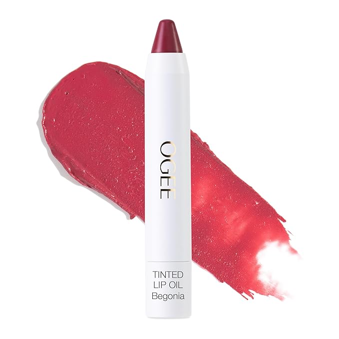 Ogee Tinted Sculpted Lip Oil - Lip Stain Made with 100% Organic Coconut Oil, Jojoba Oil, and Vitamin E - Best as Lip Balm, Lip Color or Lip Treatment - BEGONIA-Velvo Beauty