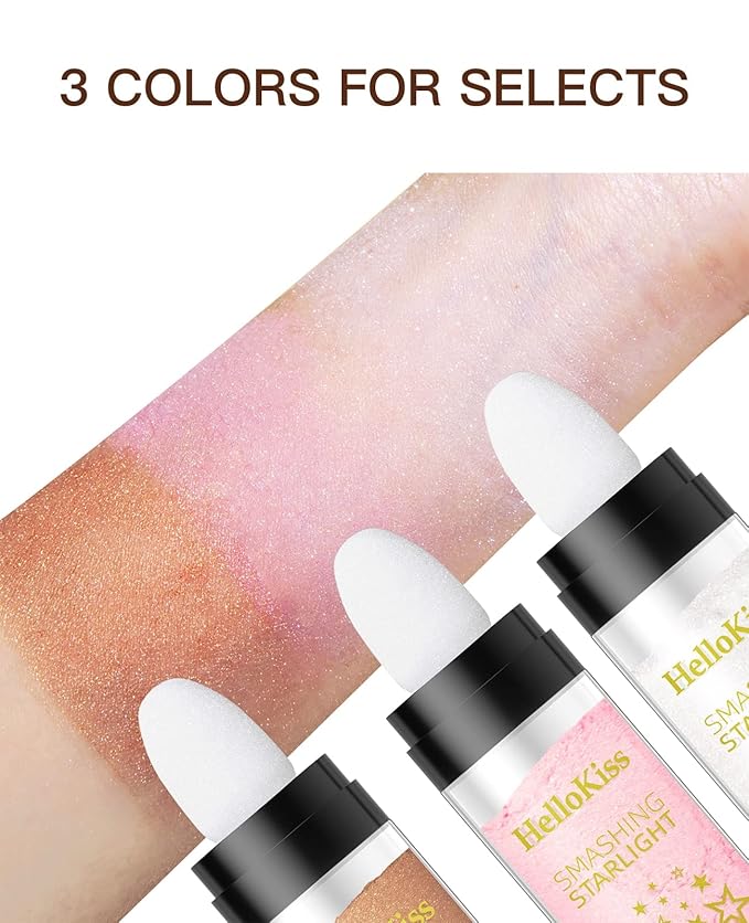 Fairy Highlight Puff Stick Highlight Patting Powder - Multi-Functional Shimmer Powder for Illuminating and Brightening Your Face and Body (#01 Gray)-Velvo Beauty