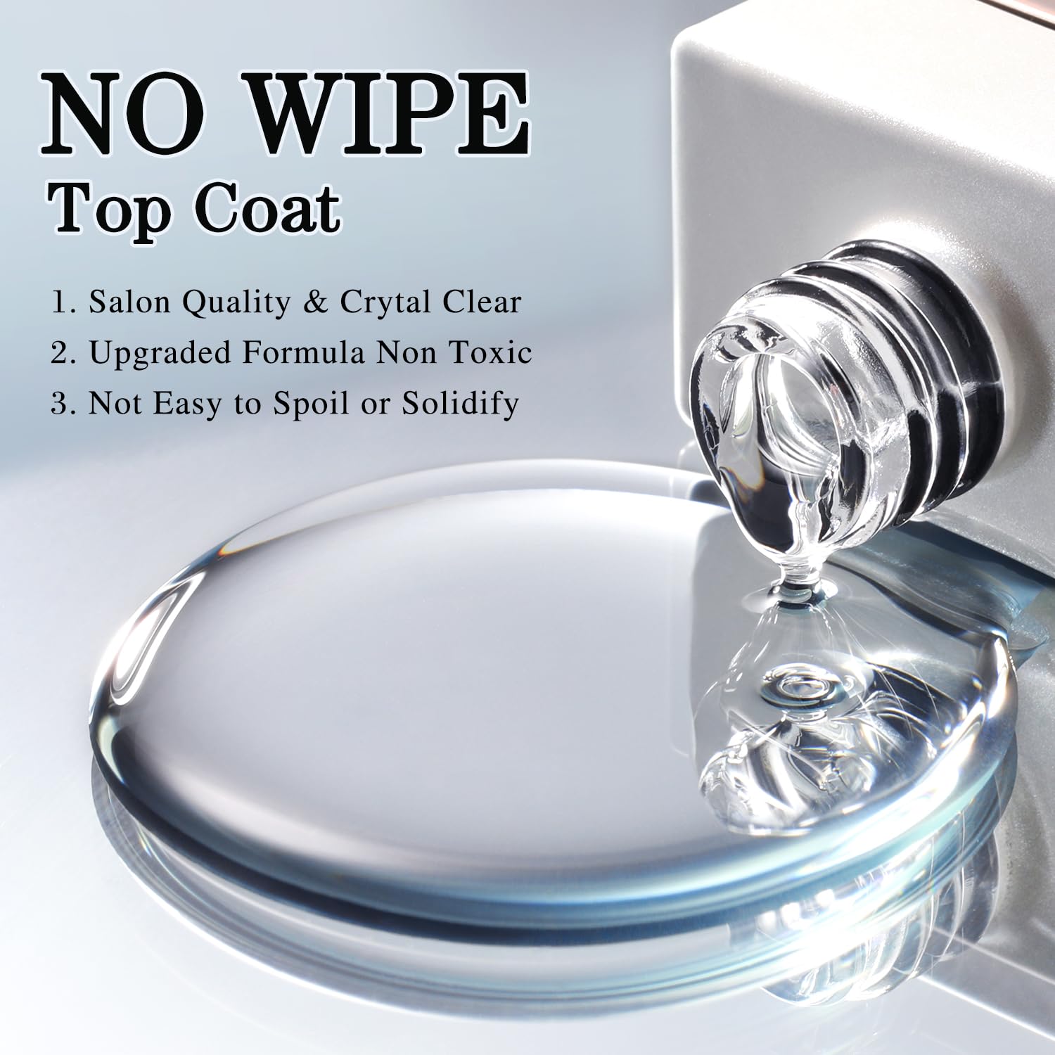 Double Rhythm 15ML No Wipe Gel Top Coat Base Coat Iridescent Glitter Shimmer 2 in 1 Nail Polish Soak Off Manicure DIY Home Salon (Clear)-Velvo Beauty