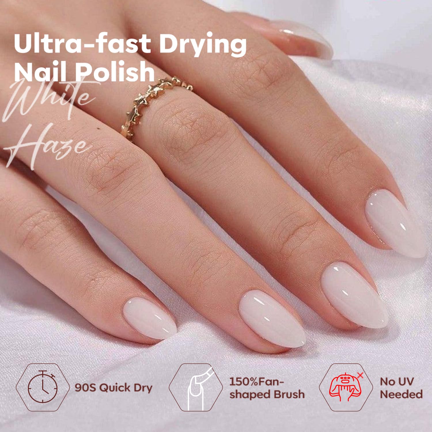 modelones Milky White Nail Polish, 15 ml Jelly Milky White Sheer Clear Nail Polish, Quick Dry Nail Lacquer Strengthener Long Last Nail Art DIY Manicure Gift for Women Girls 0.5 Fl Oz-Velvo Beauty