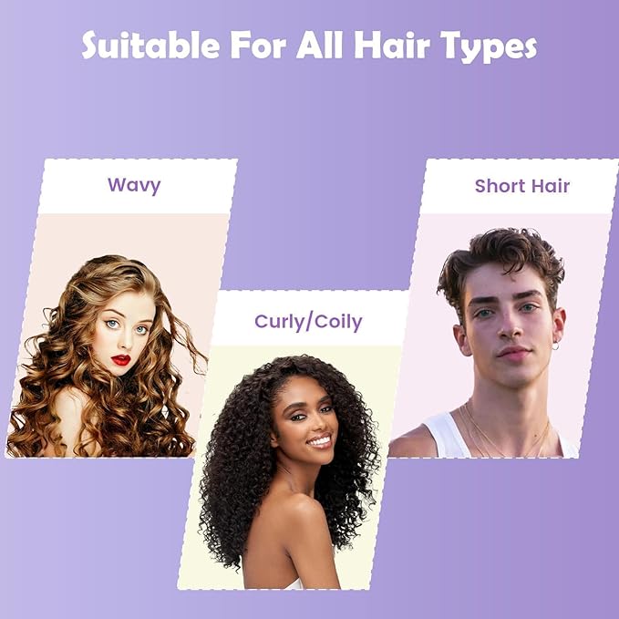 Curl Defining Brush, Curly Hair Brush Defining with Side Gear for Combing, Shaping, and Styling Curly Hair, Lightweight Candy Brush Suitable for All Wet or Dry Hair Types for Women and Men (Purple)-Velvo Beauty