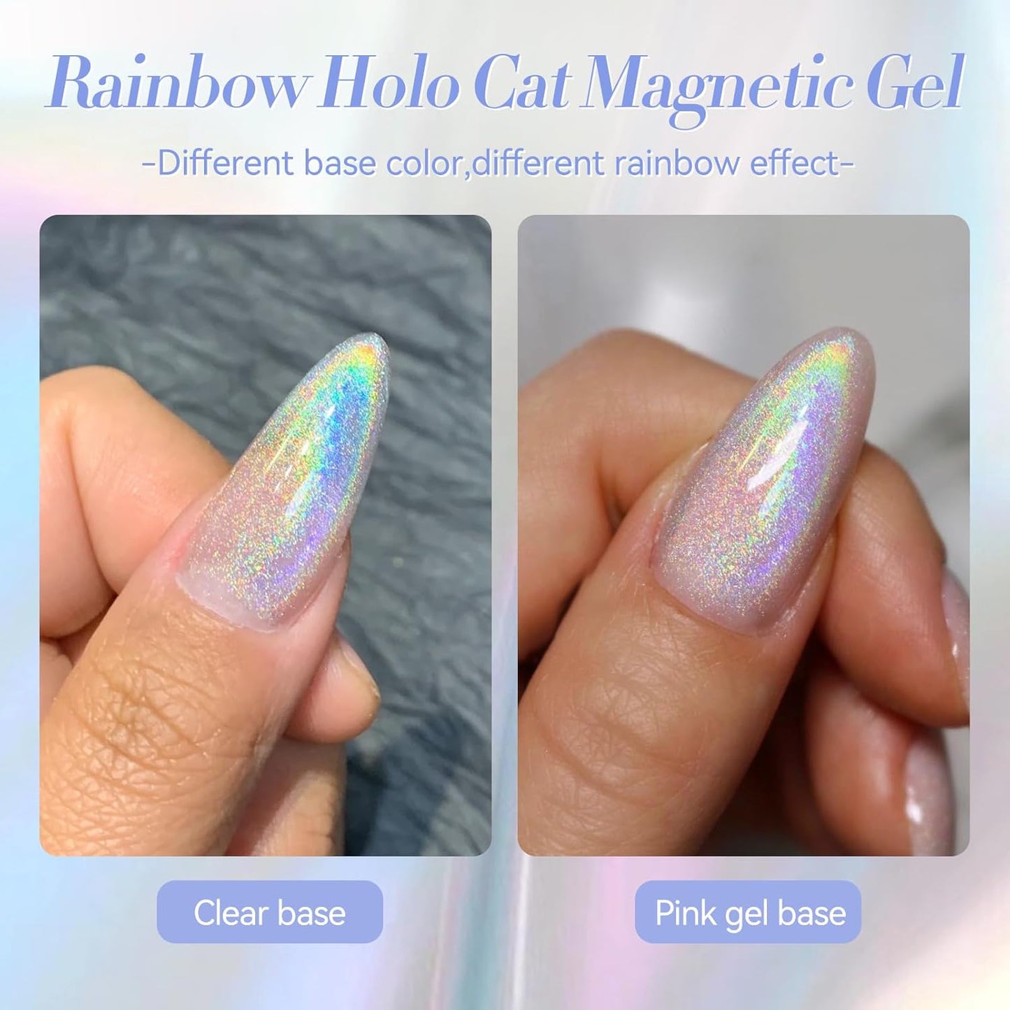 Born Pretty Magnetic Gel Nail Polish Silver Holographic Cat Magnetic Eye Gel Polish Nail Gel Soak Off Nail Art Salon Manicure Collection Gift-Velvo Beauty