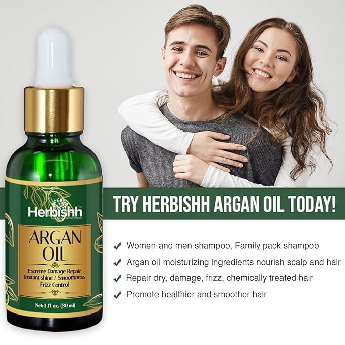 Herbishh Argan Oil & Hair Mask Combo For Deep Conditioning Treatment – Argan Oil for Hair Repair & Frizz Control (30ml) & Argan Hair Mask for Hydration (150ml), Sulfate & Paraben Free-Velvo Beauty