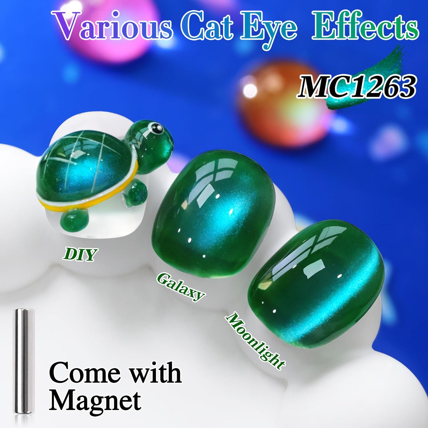 Double Rhythm Jelly Glass Cat Eye Gel Polish with Magnet 15ML Holographic Glitter Shimmer Translucent Sheer Color Magnetic Nail Polish Salon DIY at Home (Dark Green-MC1263)-Velvo Beauty