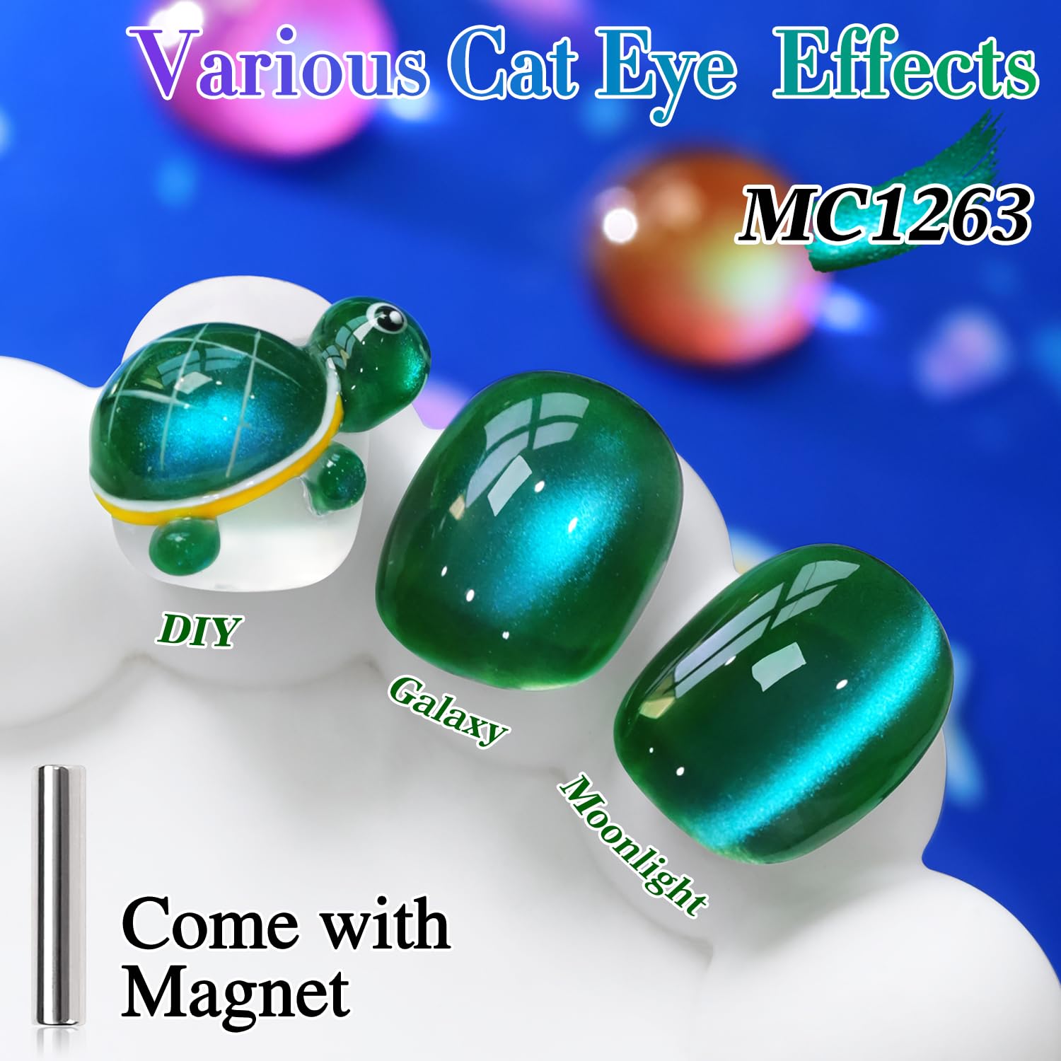 Double Rhythm Jelly Glass Cat Eye Gel Polish with Magnet 15ML Holographic Glitter Shimmer Translucent Sheer Color Magnetic Nail Polish Salon DIY at Home (Dark Green-MC1263)-Velvo Beauty