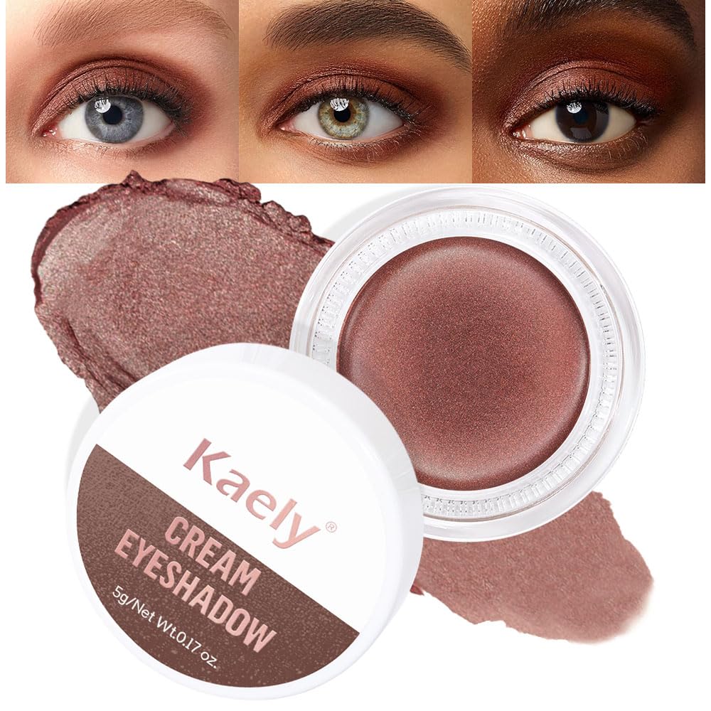 Kaely Single Cream Eyeshadow Pot, Cocoa Shimmer Eye Shadow for Older Women High Pigmented Waterproof, Natural Eyeshadow Palette Makeup Brightener, sombras en crema para ojos, Blendable, 21-Velvo Beauty