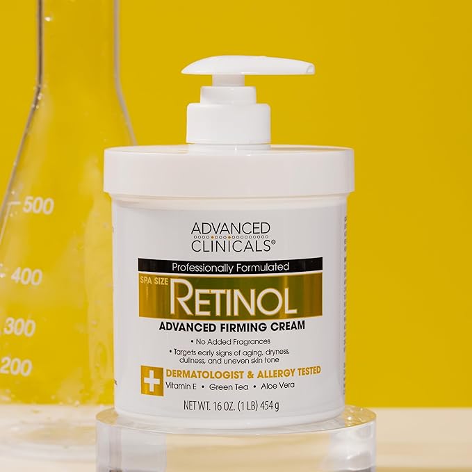 Advanced Clinicals Retinol Body Lotion Moisturizer Face Lotion & Body Cream | Crepey Skin Care Treatment Targets Look Of Crepe Skin, Wrinkles, Sagging Skin, & Sun Damaged Skin, 16 Oz-Velvo Beauty