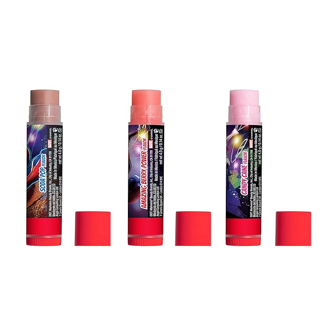 Lip Smacker Marvel Spiderman Holiday 3 pcs Flavored Lip Balm Tin, Stocking Stuff For Boys-Velvo Beauty