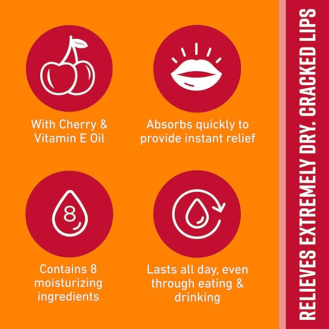 O'Keeffe's Lip Repair Lip Balm with Cherry & Vitamin E Oil, Stick (Pack of 3)-Velvo Beauty