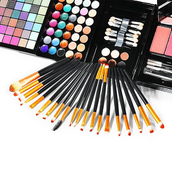 Teen Beginner Makeup Kit, Makeup Kit For Women Full Kit 177 Color Eyeshadow Palette Lipstick Set Lips Blush Foundation Eyebrow Powder With Mirror + 20pcs brush-Velvo Beauty