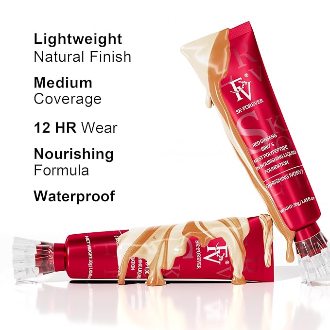 FV 2 Pack Hydrating Liquid Foundation Makeup, Waterproof & Lightweight, Natural Finish with Medium Coverage, Ideal for Dry and Normal Skin (Nourishing Classic Ivory)-Velvo Beauty